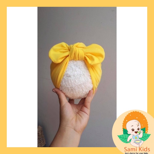 Mũ turban băng đô cotton cho bé gái sơ sinh, băng đô turban vải hình nơ, hoa cài tóc SAMI KIDS