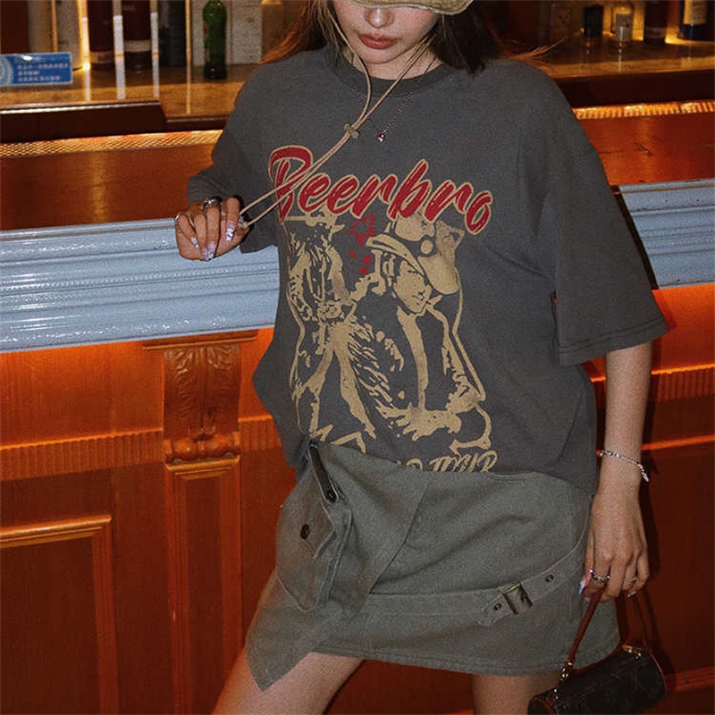 NRVP Áo Thun Nữ Oversize Cổ Tròn Thời Trang Hàn Quốc