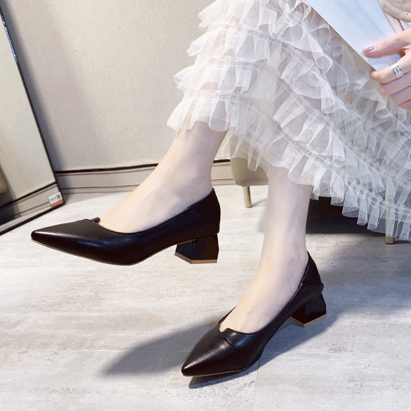 Giày Cao Gót Mũi Nhọn Màu Trơn Thời Trang Công Sở Dành Cho Nữ