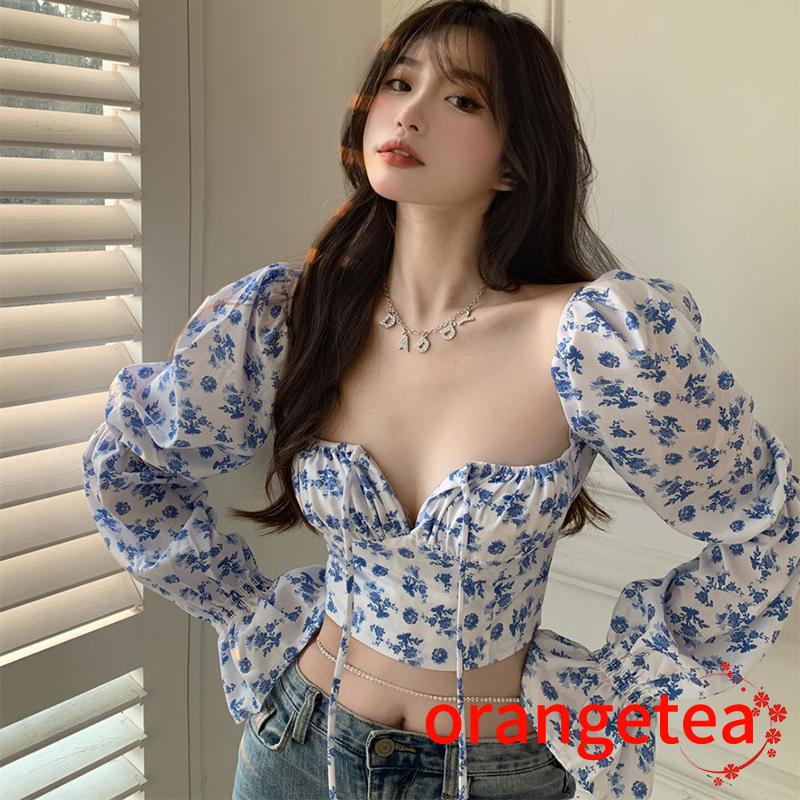Áo Croptop Dài Tay In Họa Tiết Thời Trang Cho Nữ