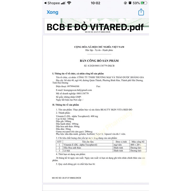 Vitamin E Đỏ Beauty Skin Lọ 30 viên