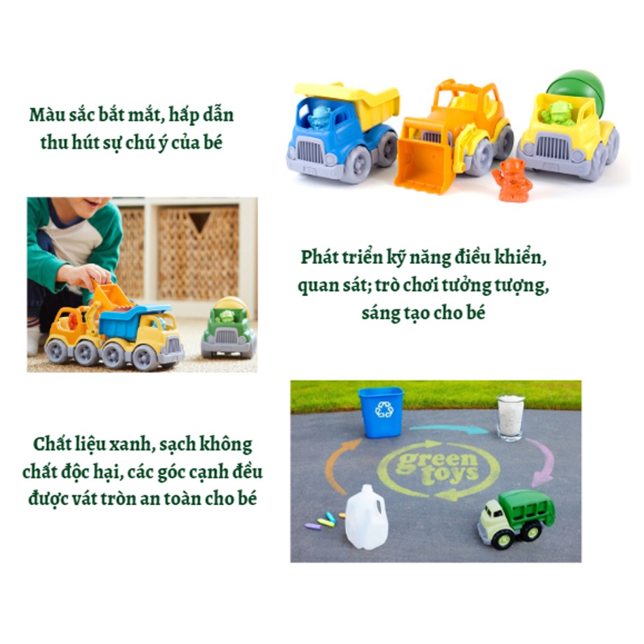 Bộ đồ chơi 3 loại xe xây dựng Green Toys