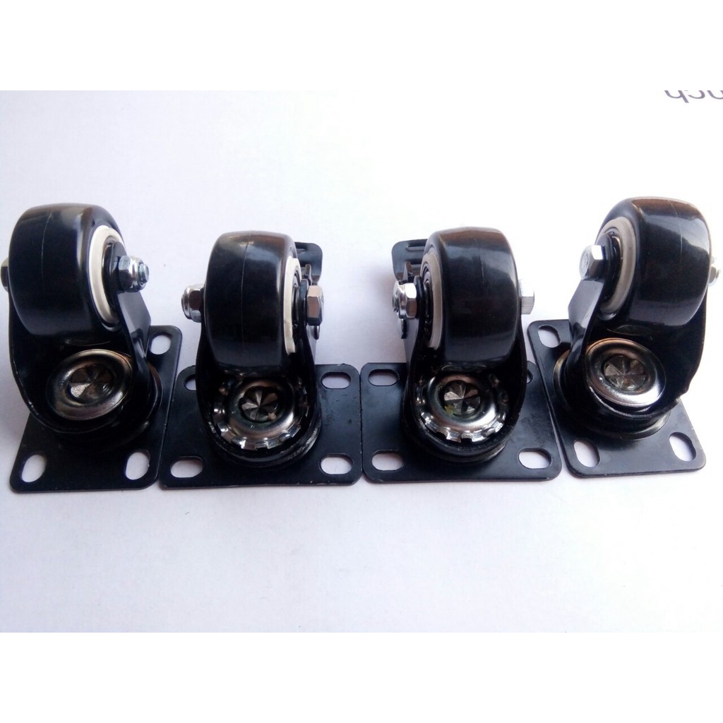 Bộ 4 bánh đen trắng xoay 360 độ, có khóa chống xoay chống trượt loại 4cm nhóm màu viền đen