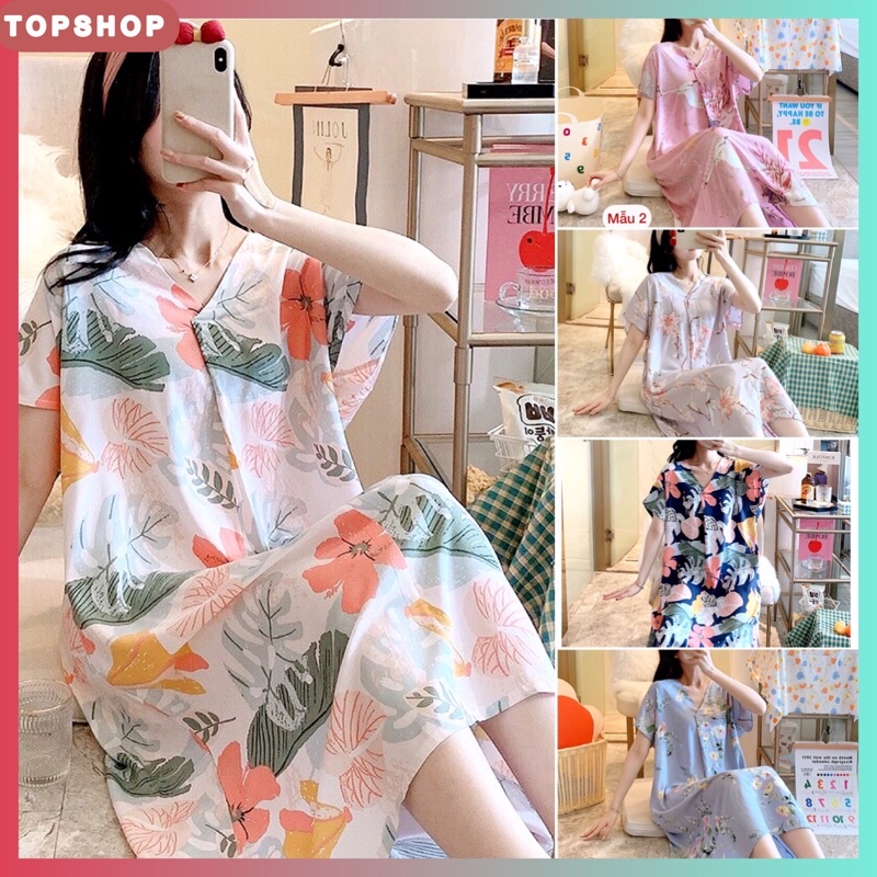 Váy lanh, đầm lanh Cotton lụa Quảng Châu họa tiết trẻ trung, mềm mát mùa hè