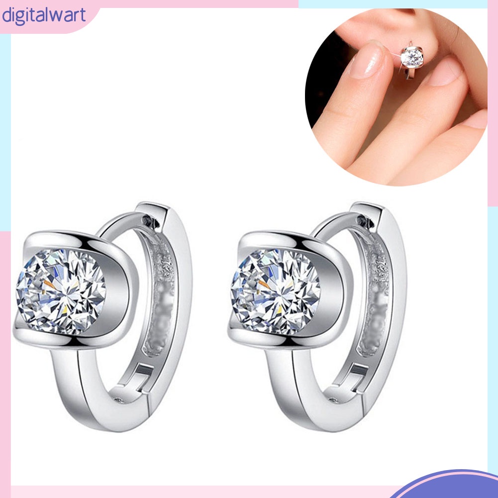 Bông Tai Đính Hạt Đá Tròn Thời Trang Nữ Tính