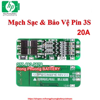 Mạch bảo vệ pin Lion 3S 12.6V 20A [ HP Battery ]