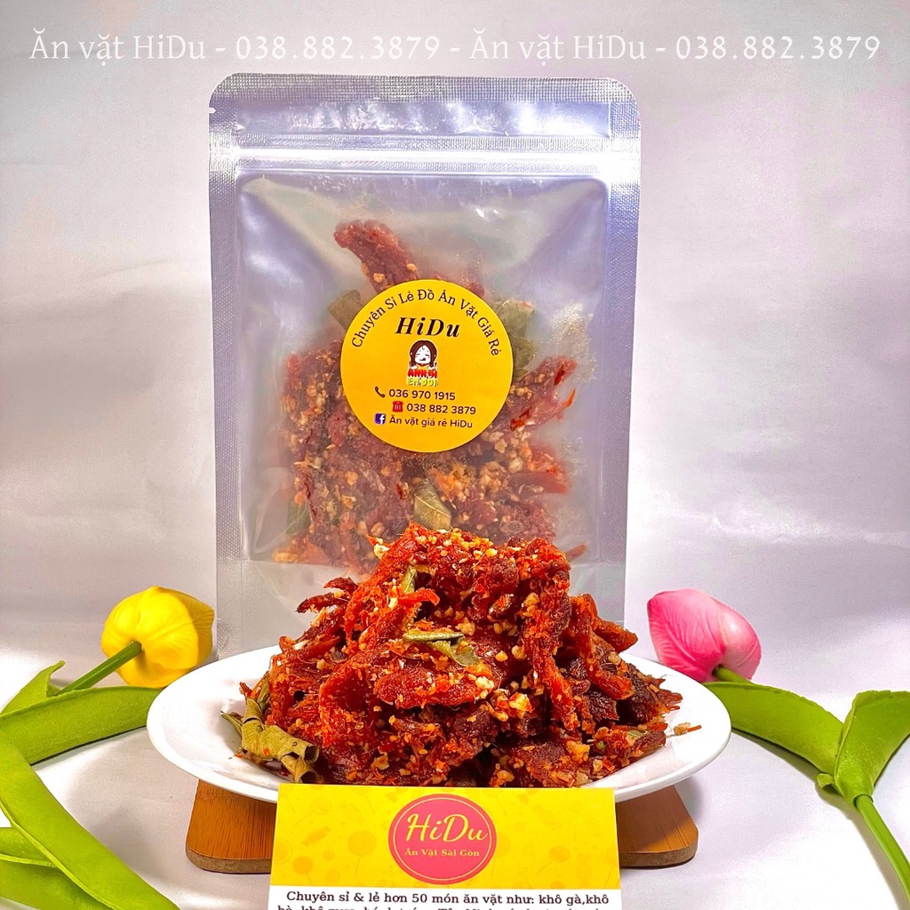 Khô BÒ lá chanh tỏi ớt hồng ngự loại ngon Ăn vặt HiDu giá rẻ siêu ngon | BigBuy360 - bigbuy360.vn