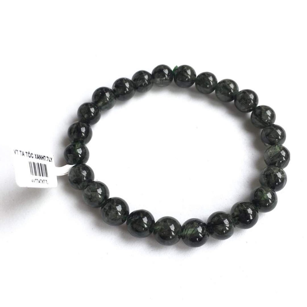 Vòng tay Phong thủy đá Thạch Anh Tóc Xanh hàng loại A chuẩn thiên nhiên Tặng kèm hộp đựng - Hợp mệnh Mộc, Hỏa