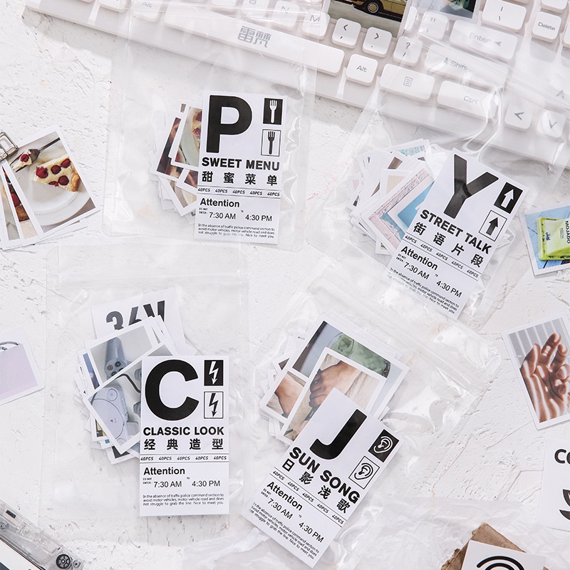 Set 40 Miếng Dán Trang Trí Sổ Tay Phong Cách Ins Đường Phố