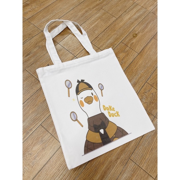 túi tote trắng vải canvas , có khoá miệng