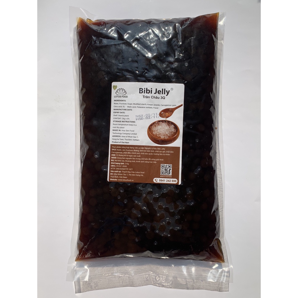 Trân Châu 3Q BiBi Jelly Đen Trắng Túi 2kg/ Thạch 3Q Sea Jelly Caramen Đã Chế Biến Sẵn Siêu Giòn Ngon