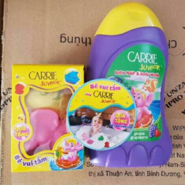 CARRIE JUNIOR - Tắm gội toàn thân cho bé trên 2 tuổi 280g tặng thú tắm(mùi tùy chọn)