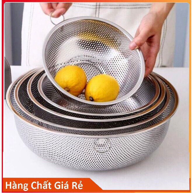 RỔ INOX 304 RỬA RAU ĐỰNG HOA QUẢ BỀN ĐẸP SÁNG BÓNG CHỐNG HAN RỈ ĐỦ SIZE