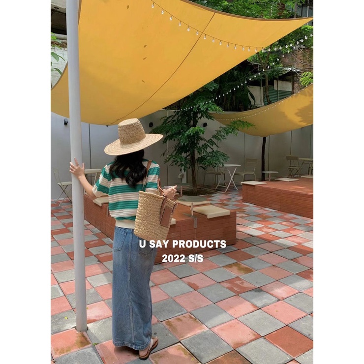 Áo Cardigan Ngắn Tay Họa Tiết Kẻ Sọc Thời Trang Mùa Hè Cho Nữ