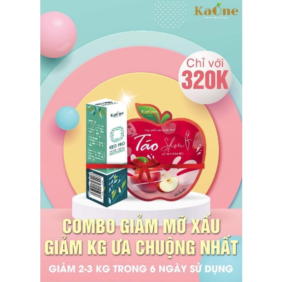 Combo kẹo táo Slim giảm cân + Kẹo pro xổ mỡ dành cho người bị lờn,chựng cân