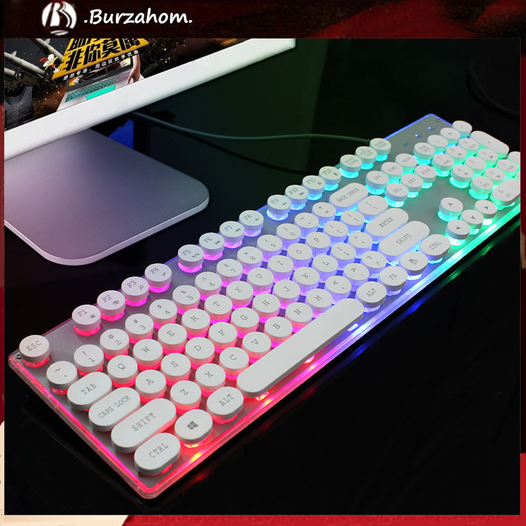 Bàn Phím Cơ Gaming 104 Phím Tròn Gắn Đèn Led Độc Đáo Tiện Dụng