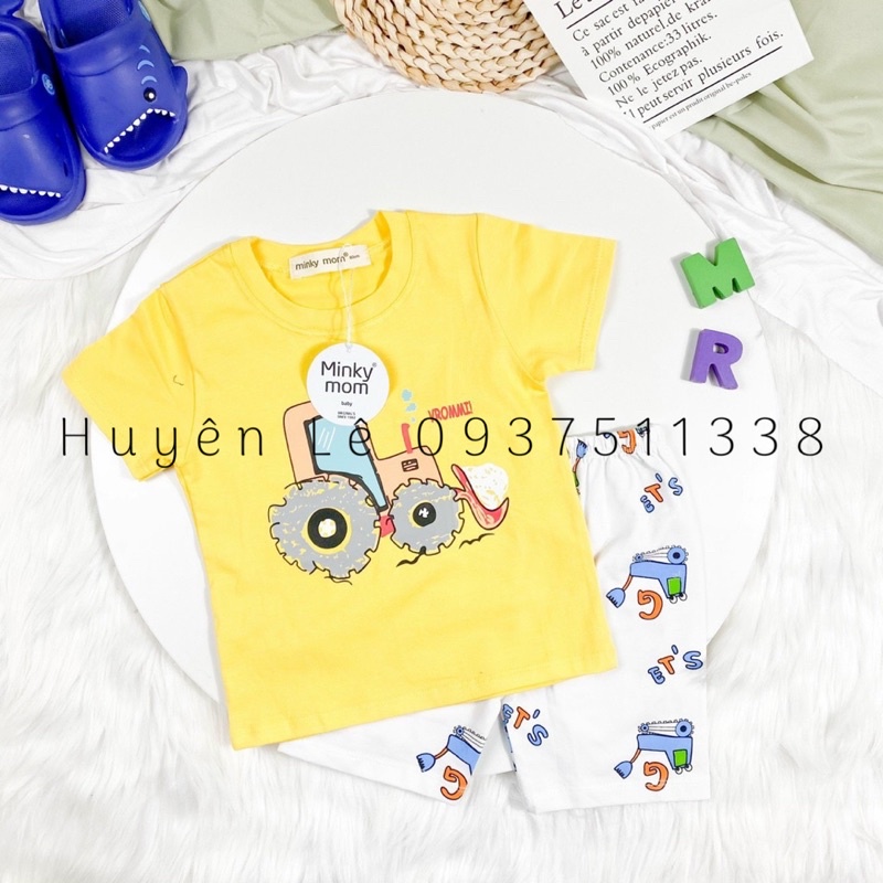 Bộ Cộc Tay MINKY MOM THUN LẠNH Quần in hoạ tiết dễ thương -TH100