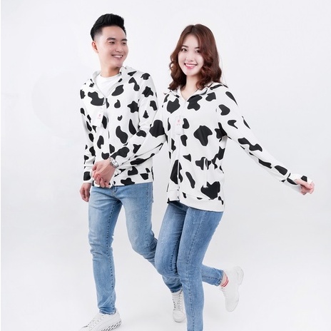 Áo chống nắng bò sữa, áo khoác chống nắng nam nữ phối hình bò sữa chất vải umi cao cấp thấm hút mồ hôi co giãn thoải mái