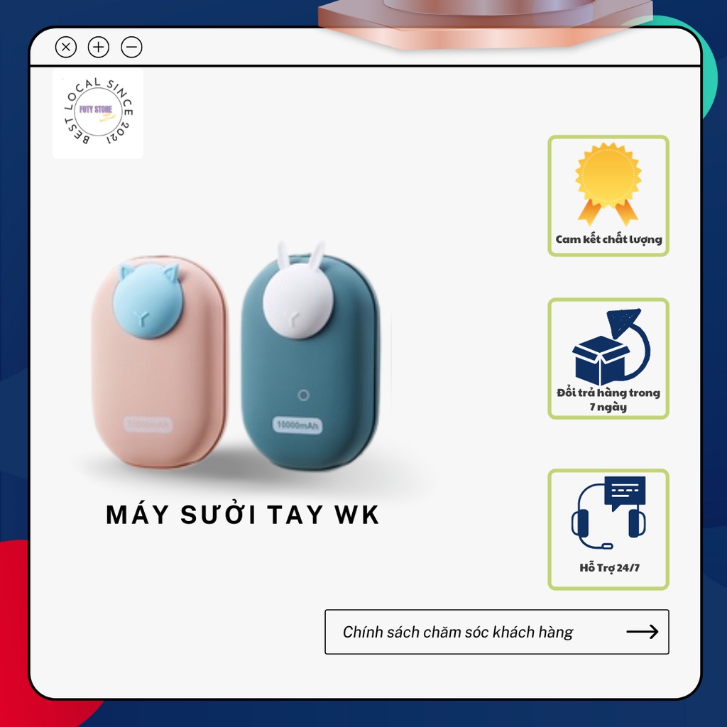 Máy sưởi tay Thỏ Mini tích hợp sạc dự phòng WK 10000mAh