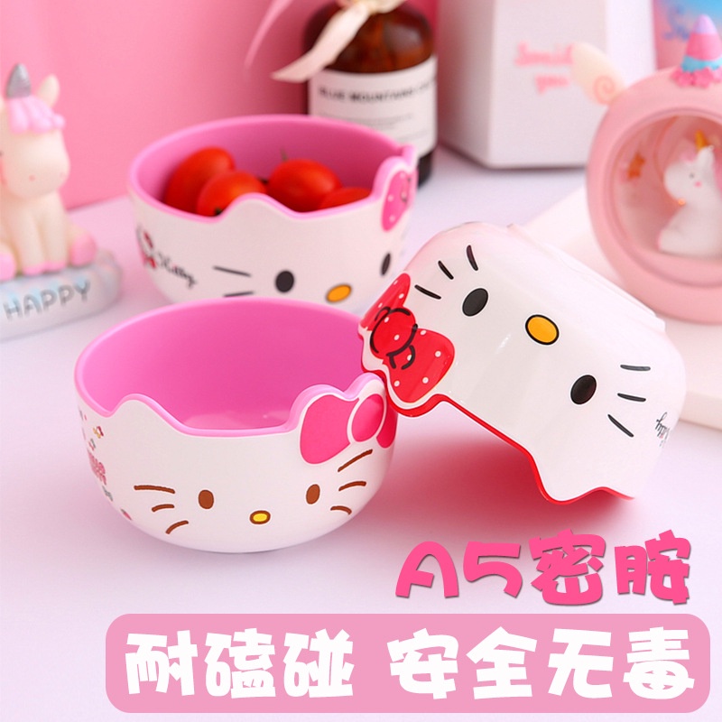 Bộ Chén Dĩa TY3 Họa Tiết Hello Kitty Hai Màu Xinh Xắn Cho Bé