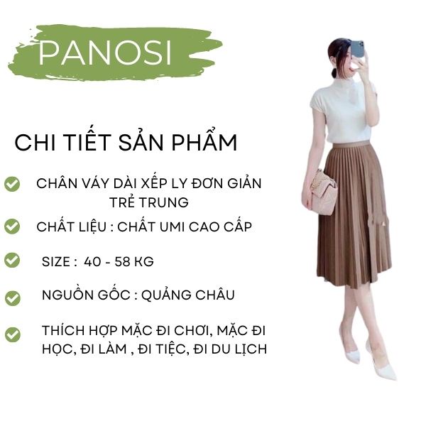 Chân váy dài xếp ly hàng đẹp chất umi cao cấp đon giản trẻ trung CV595