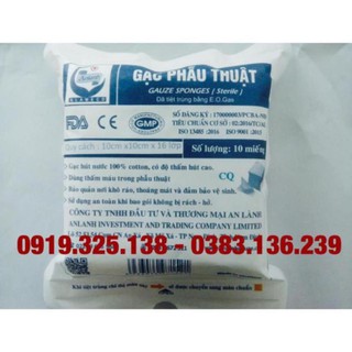 5 gói Gạc y tế phẫu thuật cản quang - An Lành 10cm x 10cm x 16 lớp ( 50 miếng)