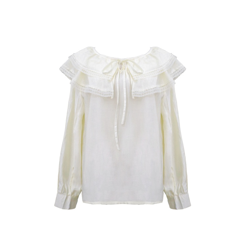 Áo sơ mi thắt nơ/đầm xếp ly phong cách đại học cho nữ