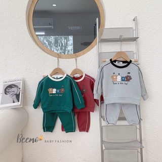 Bộ nỉ cực ấm cho bé trai bé gái chuẩn hãng Bêmo hoạ tiết gấu cực dễ thương