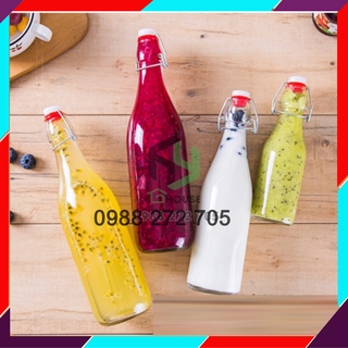 Chai thủy tinh nắp nhựa có khóa cài - SAPATA - 3 dung tích  250ml, 500ml, 1000ml