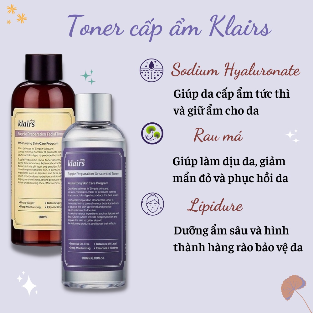 Nước hoa hồng klairs không mùi supple preparation unscented toner dưỡng ẩm - ảnh sản phẩm 3