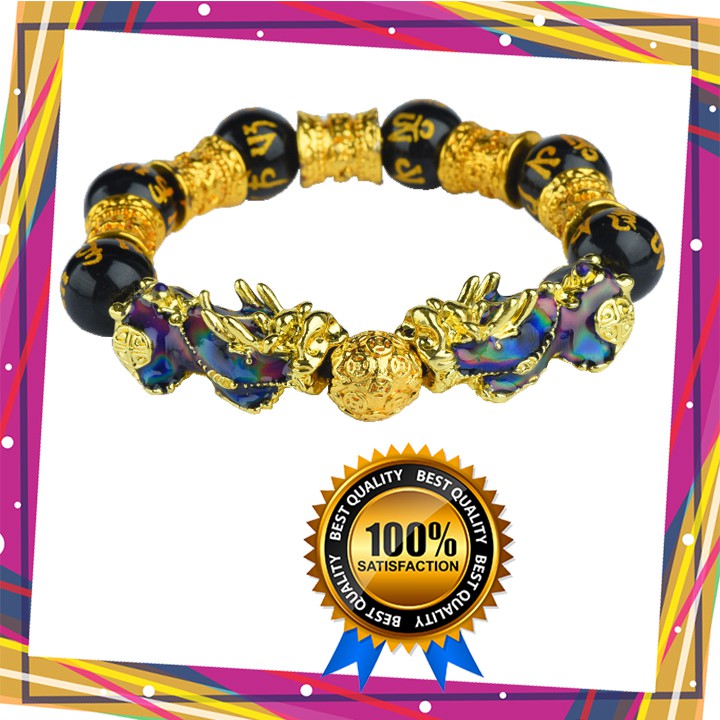 VÒNG TAY NAM ĐÁ OBSIDIAN TỲ HƯU ĐỔI MÀU MẠ VÀNG 18K