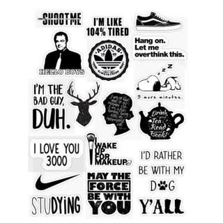 Set stickers trắng đen dán điện thoại laptop sổ tay - Black & White Stickers Pack được chọn mẫu ( Hàng sẵn )