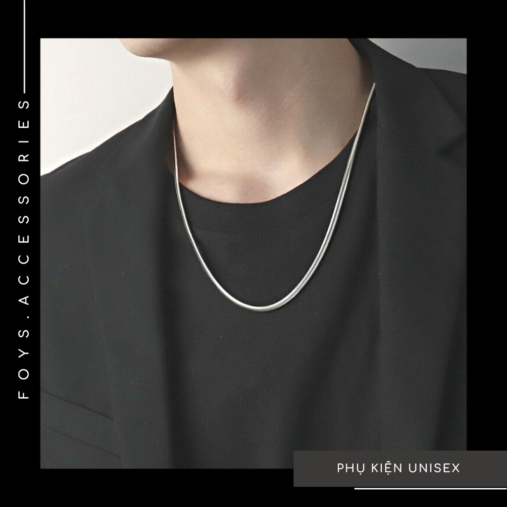 Dây chuyền titan không gỉ dạng chuỗi xương rắn thanh lịch cá tính cho nam nữ, vòng cổ titan unisex cá tính