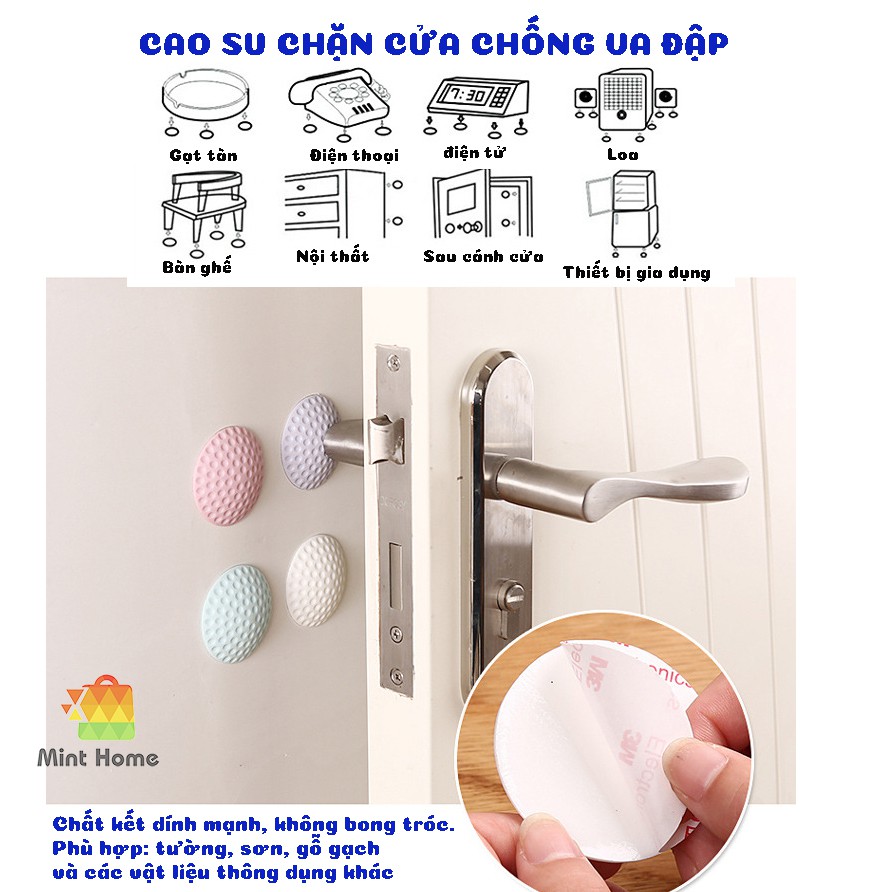 Miếng chặn cửa silicon dán tường, mút đệm lót chống va đập tay nắm tủ, bàn ghế, bằng cao su cách âm không ồn keo 3M