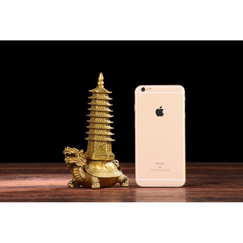 Tượng long quy cõng tháp Văn Xương bằng đồng cao 17cm