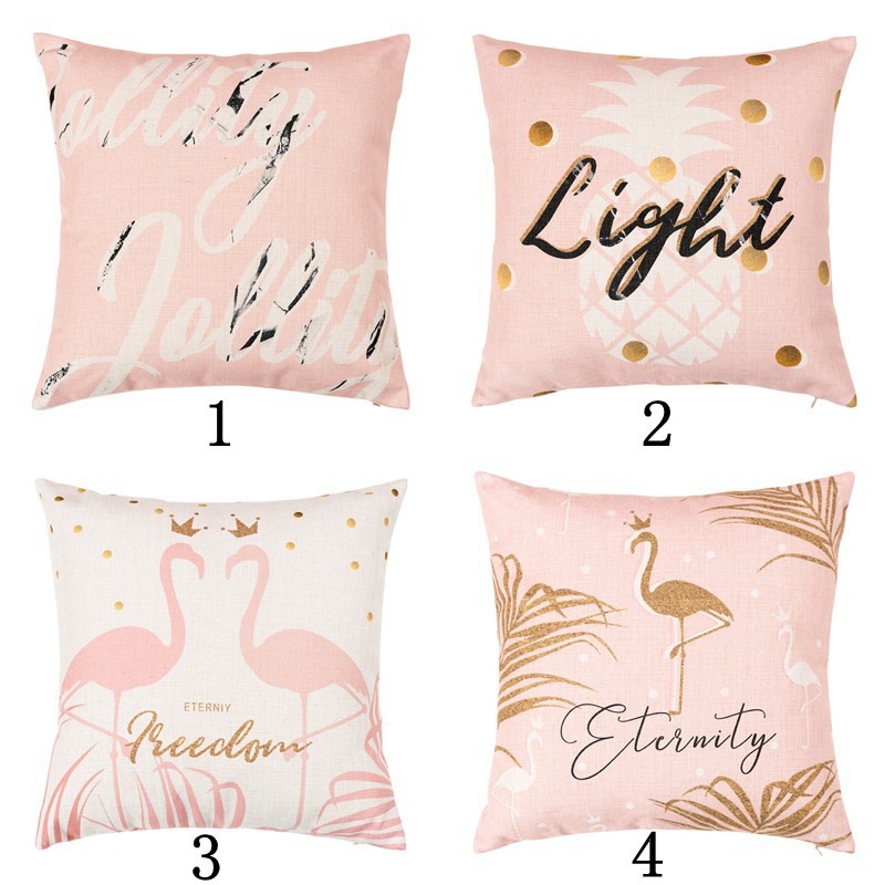 Vỏ gối vuông in họa tiết chim hồng hạc đáng yêu | BigBuy360 - bigbuy360.vn