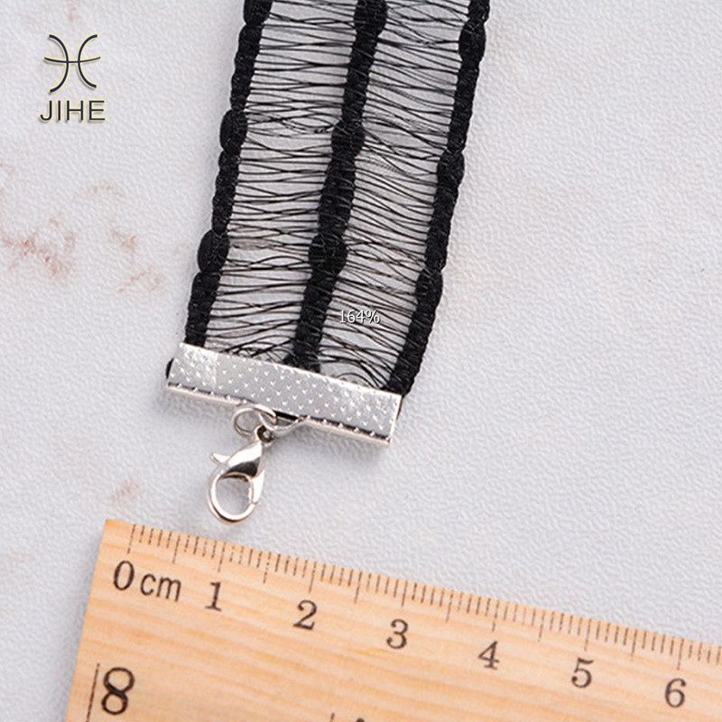【JIHE】Choker Dây chuyền sợi lưới đen quyến rũ thời trang