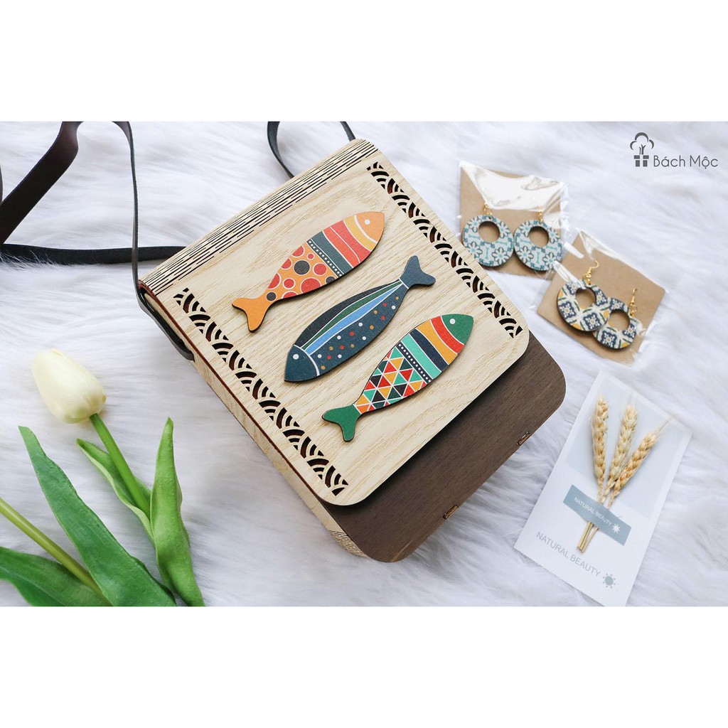 Túi xách gỗ thổ vintage phong cách mới