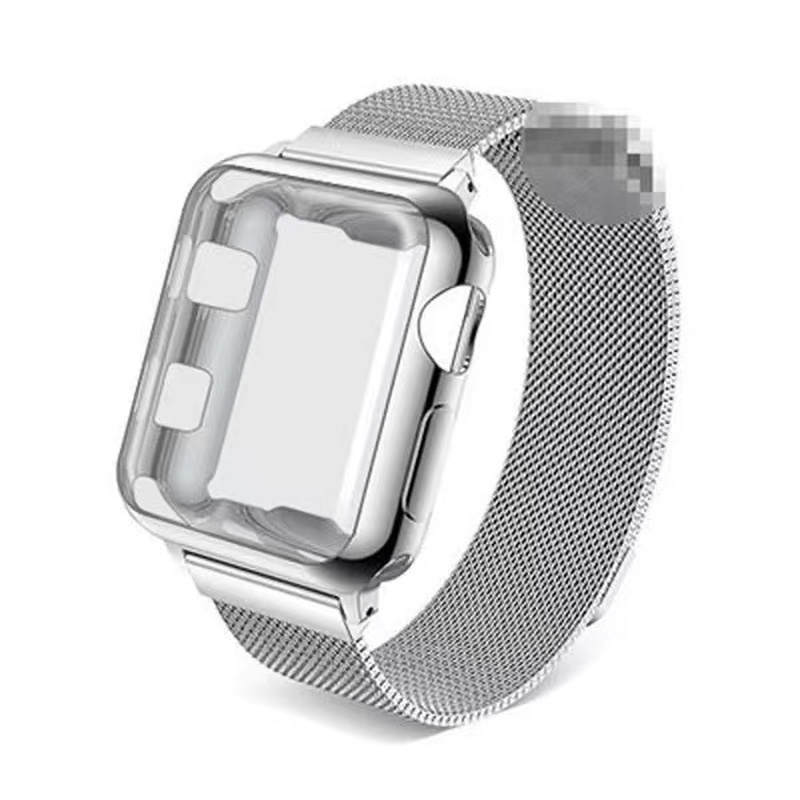 Bộ Ốp Vòng Nam Châm + Miếng Dán Bảo Vệ Màn Hình 44mm 40mm Cho iWatch band 41mm 45mm Apple watch Serie SE 6 4 3 7
