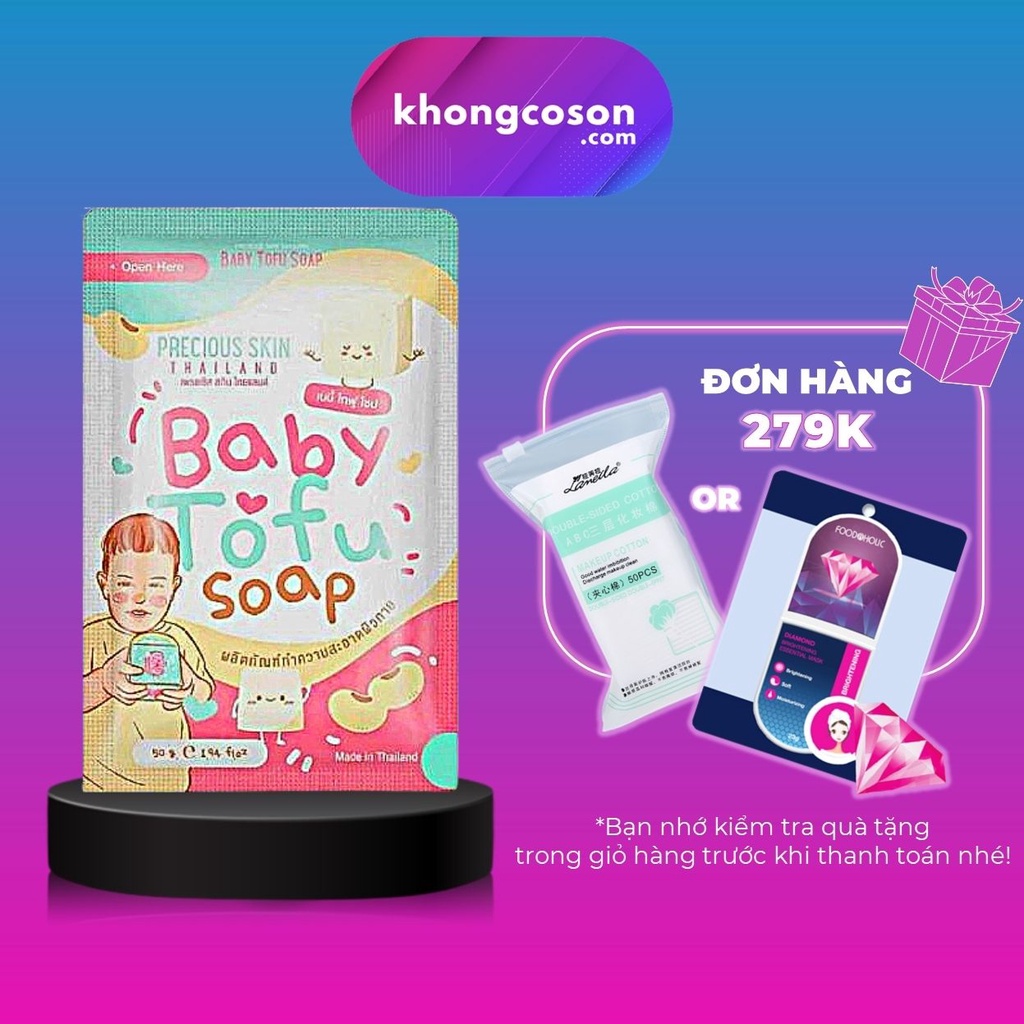 Soap Xà Phòng Đậu Hủ Baby Tofu Trắng Sáng Đều Màu Da Sạch Bụi Bẩn Mờ Vết Thâm Sạm 60g – Khongcoson