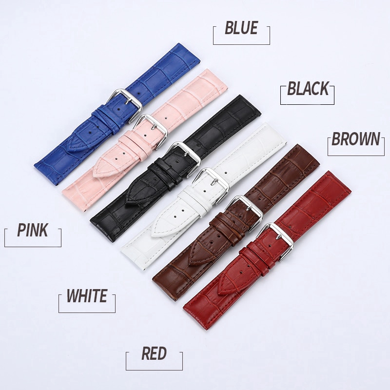 13 14 16 18 20 mm Genuine leather watchband watch belt strap wristwatches band female red white black