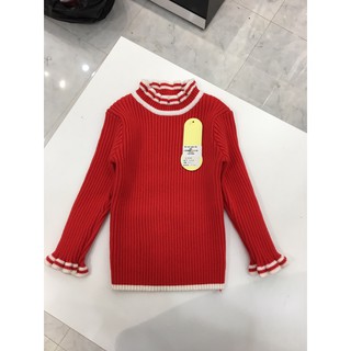 áo len đỏ cổ viền trắng bé gái size 8-17kg