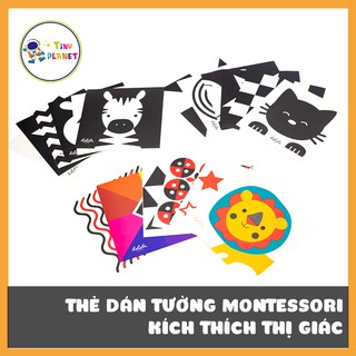 Bộ 6 thẻ dán tường KÍCH THÍCH THỊ GIÁC cho bé sơ sinh giúp bé phát triển toàn diện