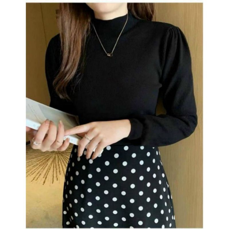 Áo thun cổ lọ body dài tay full màu (A15