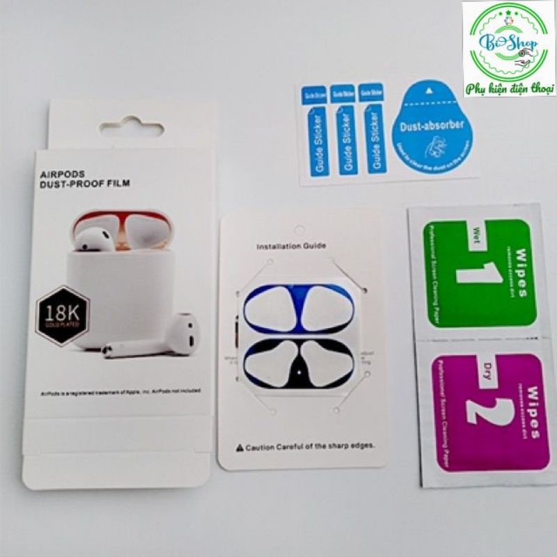 🍀AIRPODS 1 2 3 PRO 🍀Skin Miếng Dán Kim Loại Bảo Vệ Hộp sạc Tai Nghe Bluetooth Airpod Tính Năng Chống Bụi Bẩn