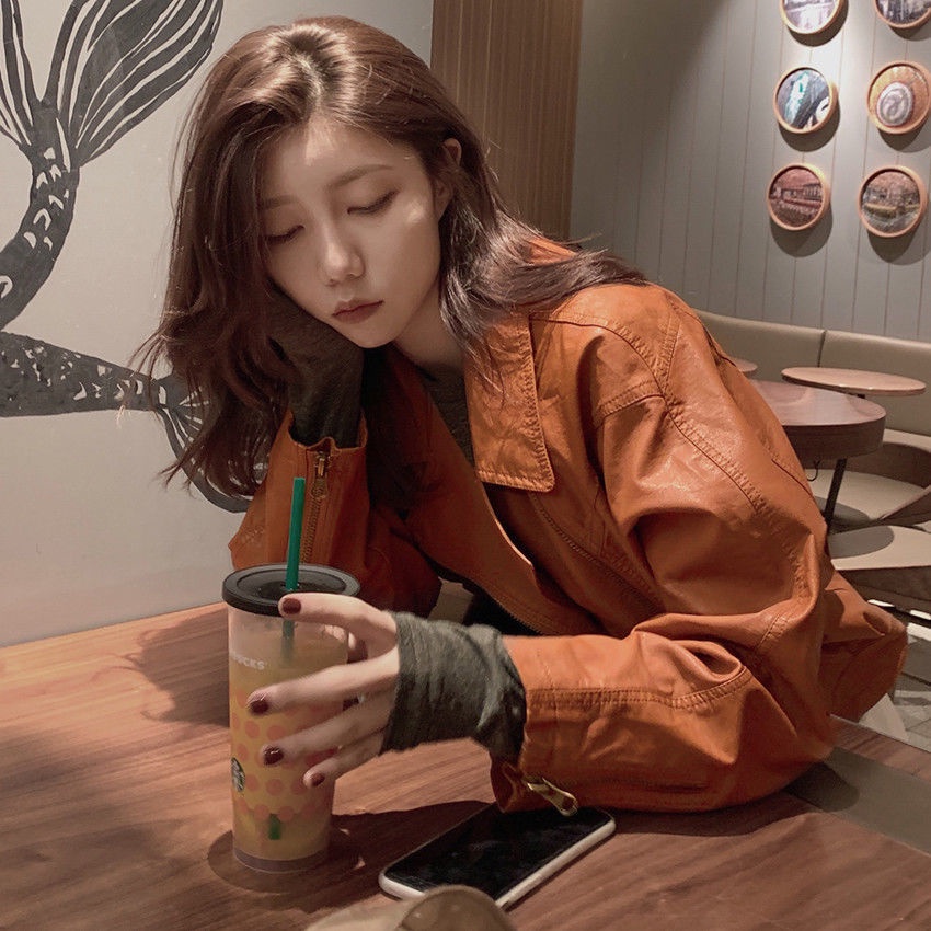 Áo khoác da dáng rộng loại mỏng sành điệu dành cho nữ