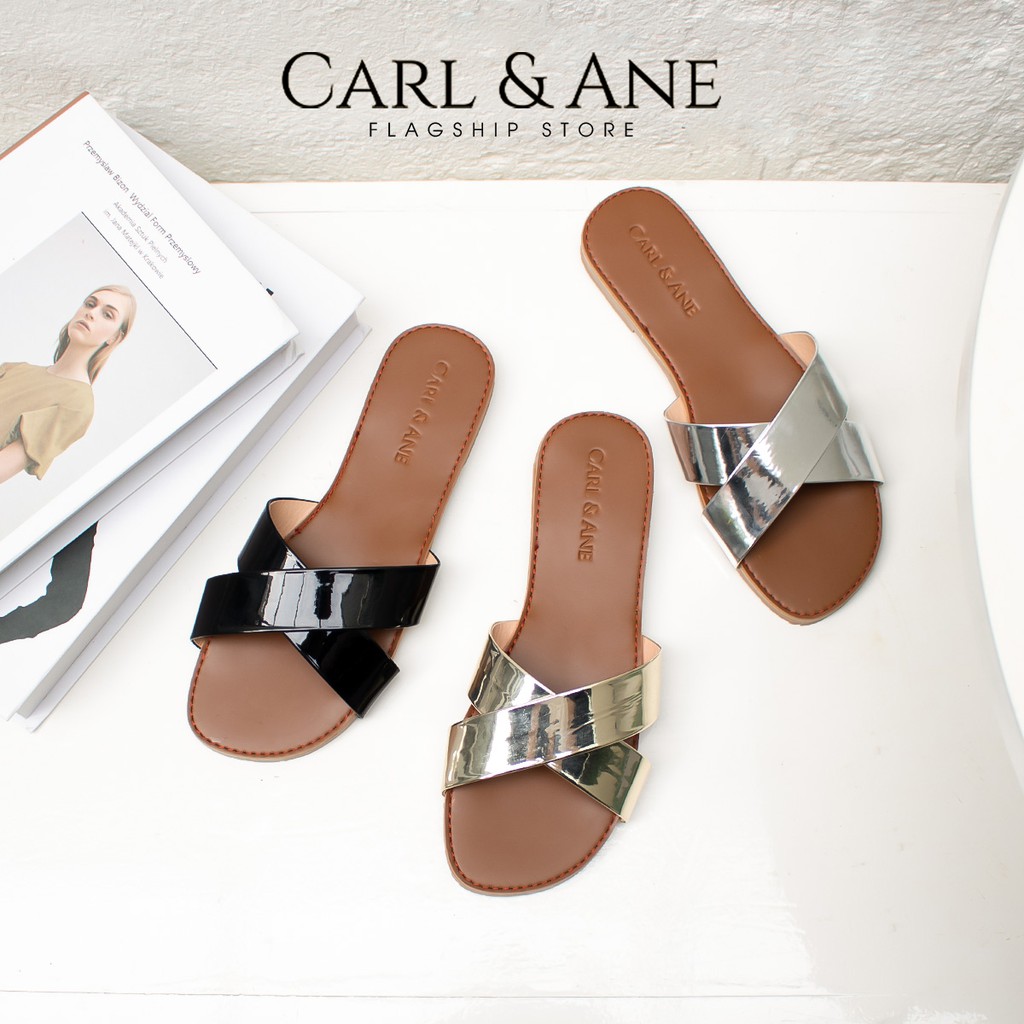  Carl & Ane - Dép nữ thời trang quai chéo chữ X siêu mềm êm chân màu đồng - DC004