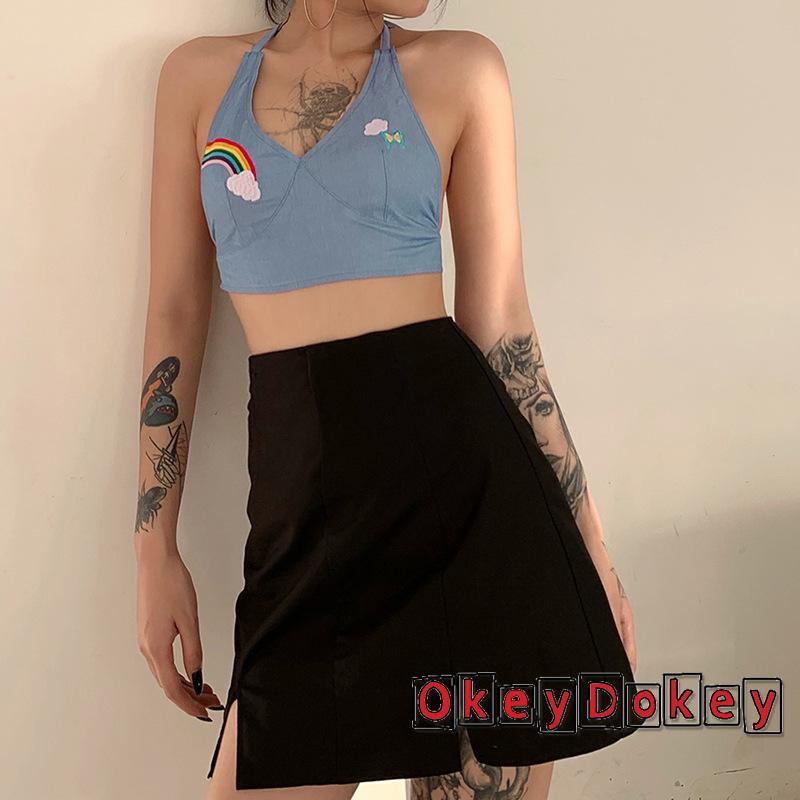 Áo Ngực Cổ Chữ V Khoét Sâu Hở Lưng Thêu Họa Tiết Cầu Vồng Cột Dây Gợi Cảm Thời Trang Cho Bạn