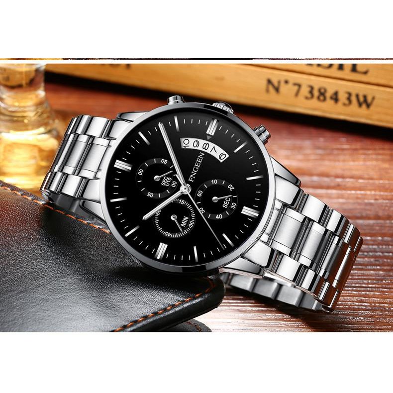 ĐỒNG HỒ NAM FNGEEN F5444 DÂY THÉP ĐEN CAO CẤP +TẶNG PIN 60K | BigBuy360 - bigbuy360.vn