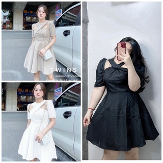 Đầm Đi Tiệc Xoắn Ngực Hạt Châu [ TNT SHOP BIGSIZE 60Kg - 90Kg ]